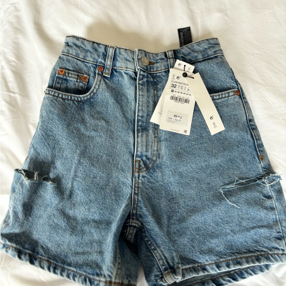 Zara Light Blue Denim Shorts